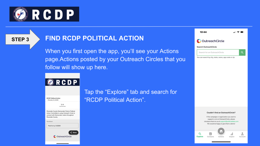 Find the RCDP Political Action Committee on the app